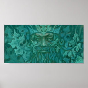 Grönt Man, Forest Kung, Pagan God, Fantasy Art Poster