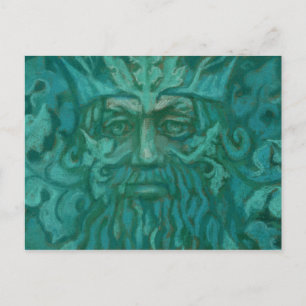 Grönt Man, Forest Kung, Pagan God, Fantasy Art Vykort
