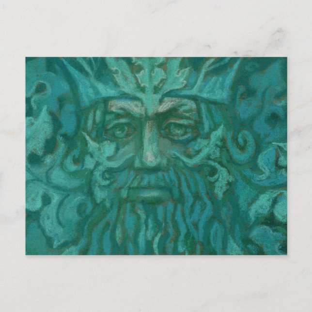 Grönt Man, Forest Kung, Pagan God, Fantasy Art Vykort (Framsida)