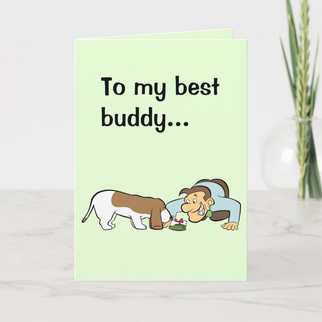 Grönt Man Ge Basset Hound a Birthday Gift Helgkort (Framsida)