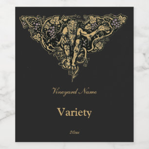 Grönt Man Goblin Faun Grapevine Antique Vinflaska Etikett