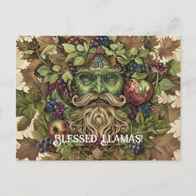 Grönt Man Lammas Greeting Card Vykort (Framsida)