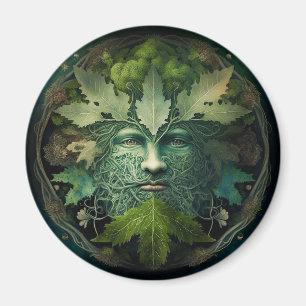 Grönt Man Mandala Fantasy Art Magnet
