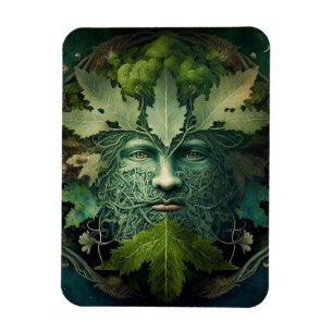 Grönt Man Mandala Fantasy Art Magnet