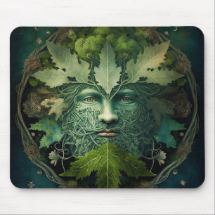 Grönt Man Mandala Fantasy Art Musmatta