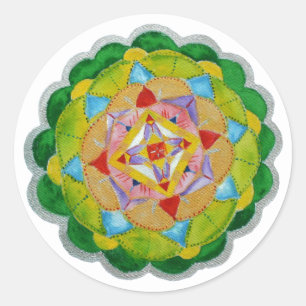Grönt Mandala Art Sticker Runt Klistermärke