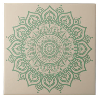 Grönt Mandala Ceramic Tile Kakelplatta