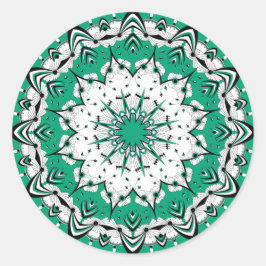 Grönt Mandala (design 3) - Stickers Runt Klistermärke