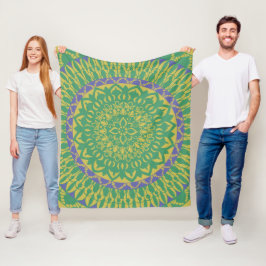 Grönt Mandala Fleecefilt