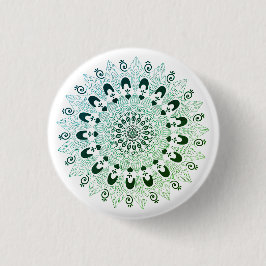 Grönt Mandala Flower Design Knapp