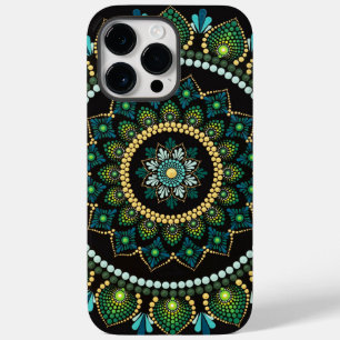 Grönt Mandala Handmålad Helig Geometri