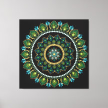 Grönt Mandala | Handmålad | Helig Geometri