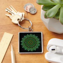 Grönt Mandala Keychain