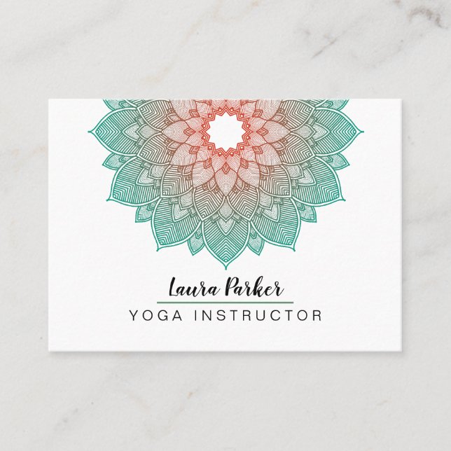 Grönt Mandala Lotus Meditation Holistic Yoga Visitkort (Framsida)