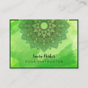 Grönt Mandala Lotus Meditation Holistic Yoga Visitkort