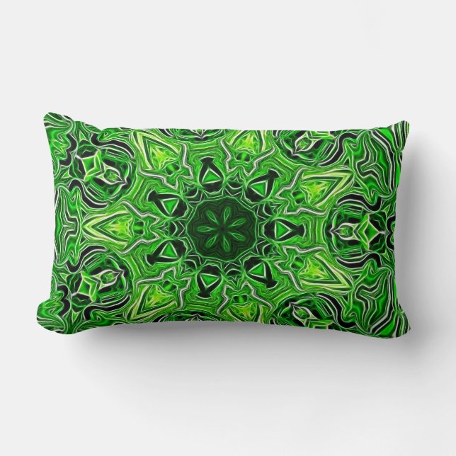 Grönt Mandala Mönster Lumbar Pillow Lumbarkudde (Framsida)