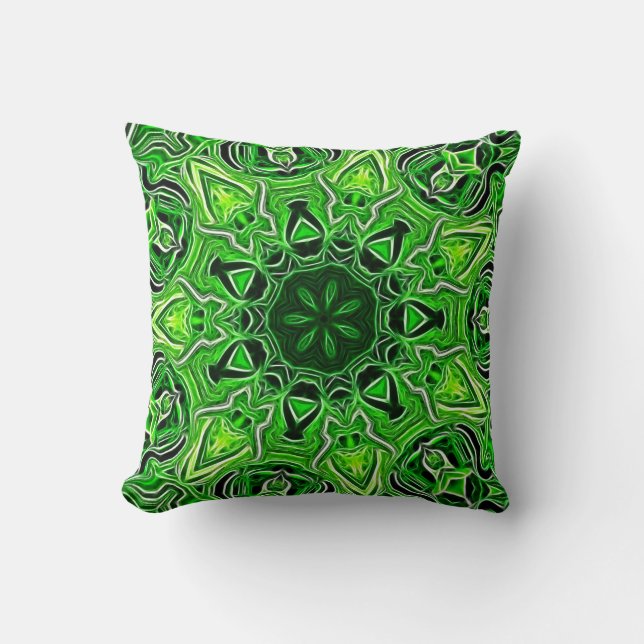 Grönt Mandala Mönster Pillow Kudde (Framsida)