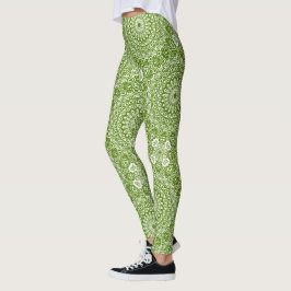 Grönt Mandala Nature Mönster Leggings