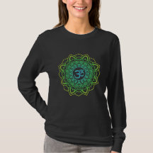 Grönt Mandala om T-shirt med lång sleeve