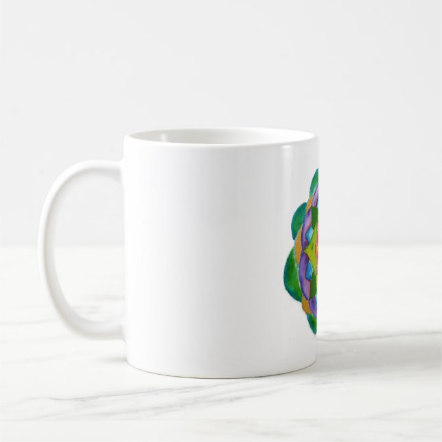 Grönt Mandala Painting Classic White Mugg (Vänster)