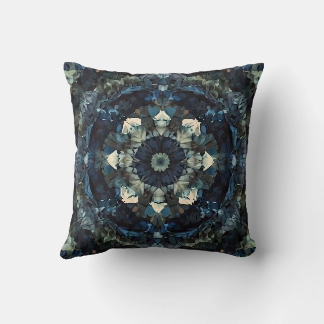 Grönt Mandala symmetrikaleidoskopisk mönster Kudde (Baksida)