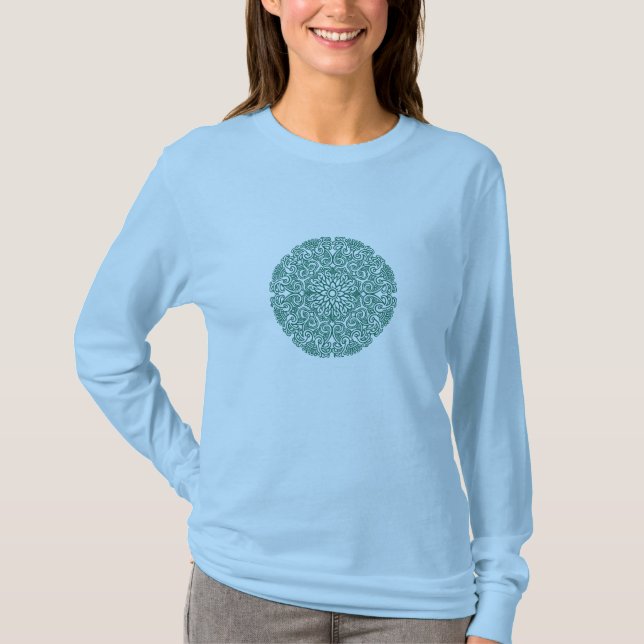 Grönt Mandala Tee Shirt (Framsida)