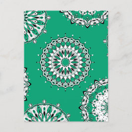 Grönt Mandalas 1 vykort