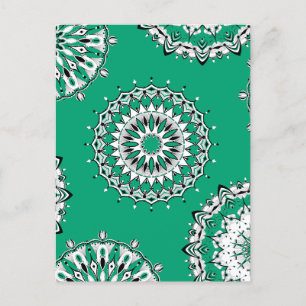Grönt Mandalas 1 vykort