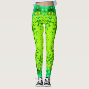 Grönt Mandalas Abstrakt Leggings