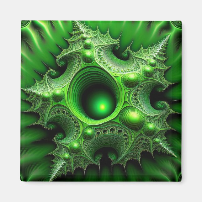 Grönt Mandelbrot Portal Magnet (Framsidan)
