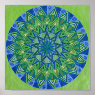 Grönt Måne Mandala Poster