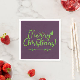 Grönt manus God Jul på Violett Papper Pappersservett