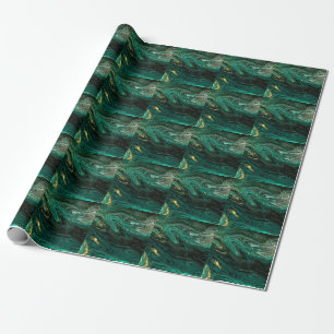 Grönt Marble: Abstrakt Agate Ripple. Presentpapper