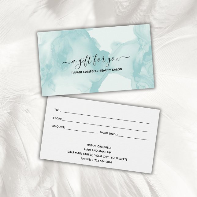 Grönt Marble and Glitter Gift Certificate Visitkort (Skapare uppladdad)
