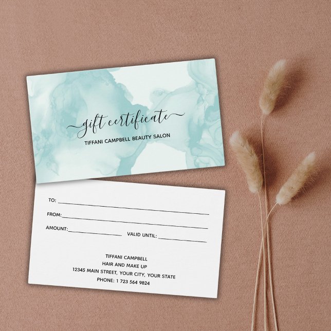 Grönt Marble and Glitter Gift Certificate Visitkort (Skapare uppladdad)