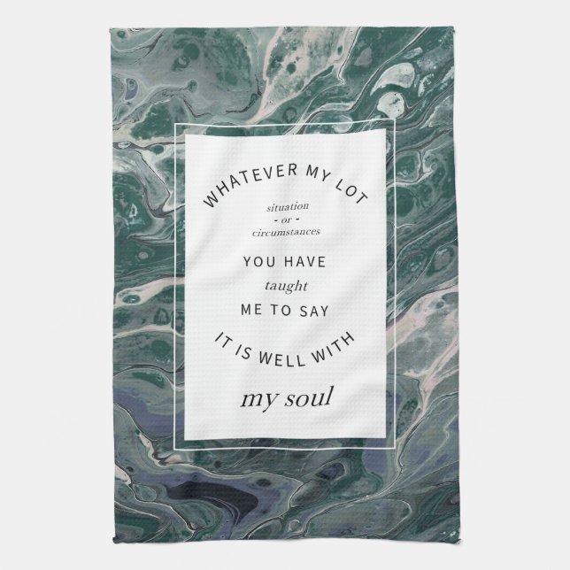 Grönt Marble Christian Hymn Kitchen Towel Kökshandduk (Vertikal)