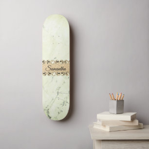 Grönt Marble Diamond Bling Mini Skateboard Bräda 18,5 Cm