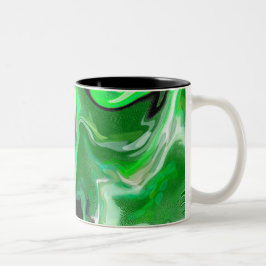 Grönt Marble Digital Fluid Art Finare Två-Tonad Mugg
