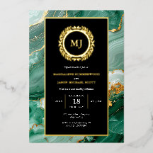 Grönt Marble Guld Laurel-Vapensköld och svart inbj