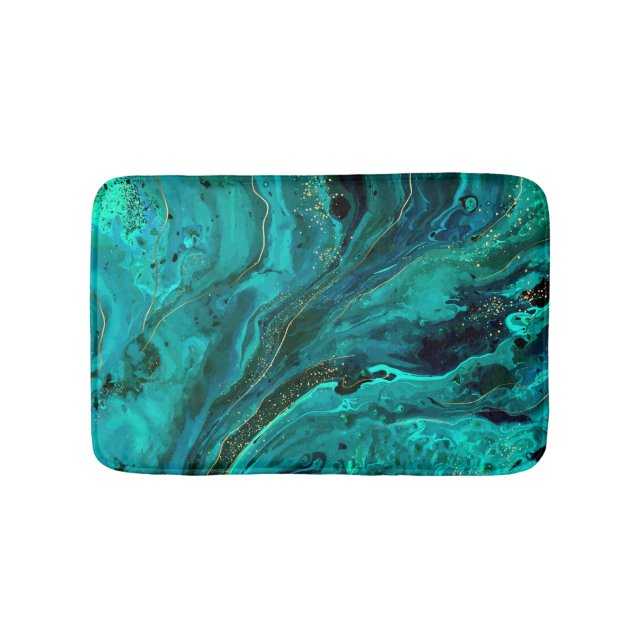 Grönt Marble & Guld: Luxurious Struktur Badrumsmatta (Framsidan)