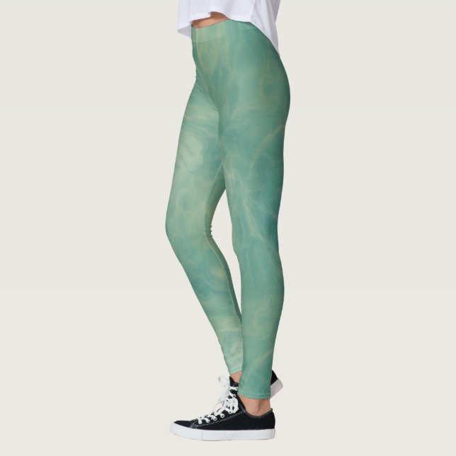 Grönt Marble Leggings (Vänster)