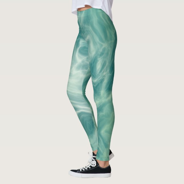 Grönt Marble Leggings (Vänster)