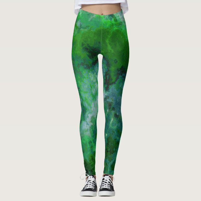 Grönt Marble Leggings (Framsida)