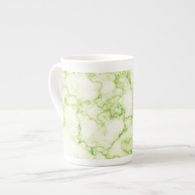Grönt Marble Mönster Benporslin Mugg (Framsida vänster)