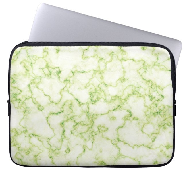 Grönt Marble Mönster Laptop Sleeve (Framsidan)