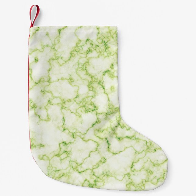 Grönt Marble Mönster Liten Julstrumpa (Framsidan)
