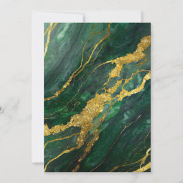 Grönt Marble Mönster med Guld Inbjudningar