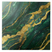 Grönt Marble Mönster med Guld