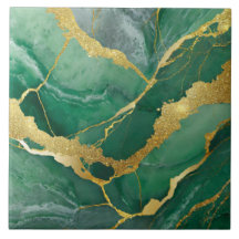 Grönt Marble Mönster med Guld
