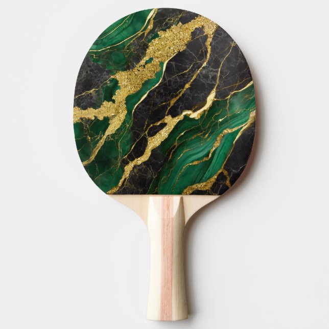 Grönt Marble Mönster med Guld Pingisracket (Framsidan)